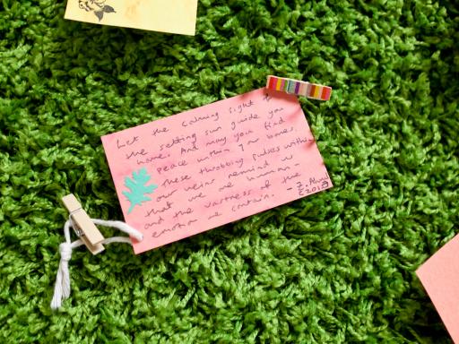 Messages left on the grass wall in 'Nature Calls' - the finale exhibition of Paintings in Hospitals 'Art in Large Doses' project - Photo by Glenn Michael Harper