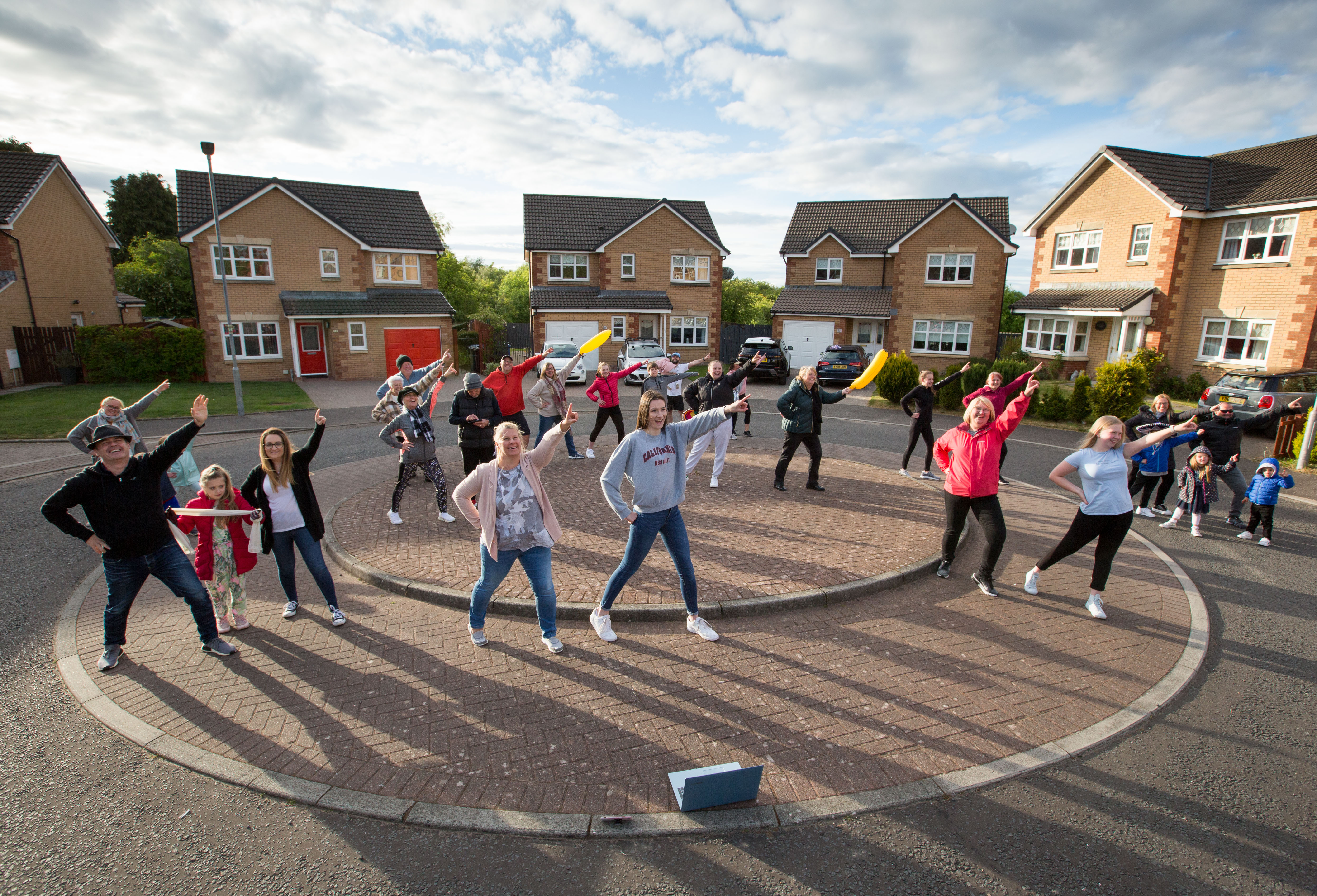 People dancing, socially distant