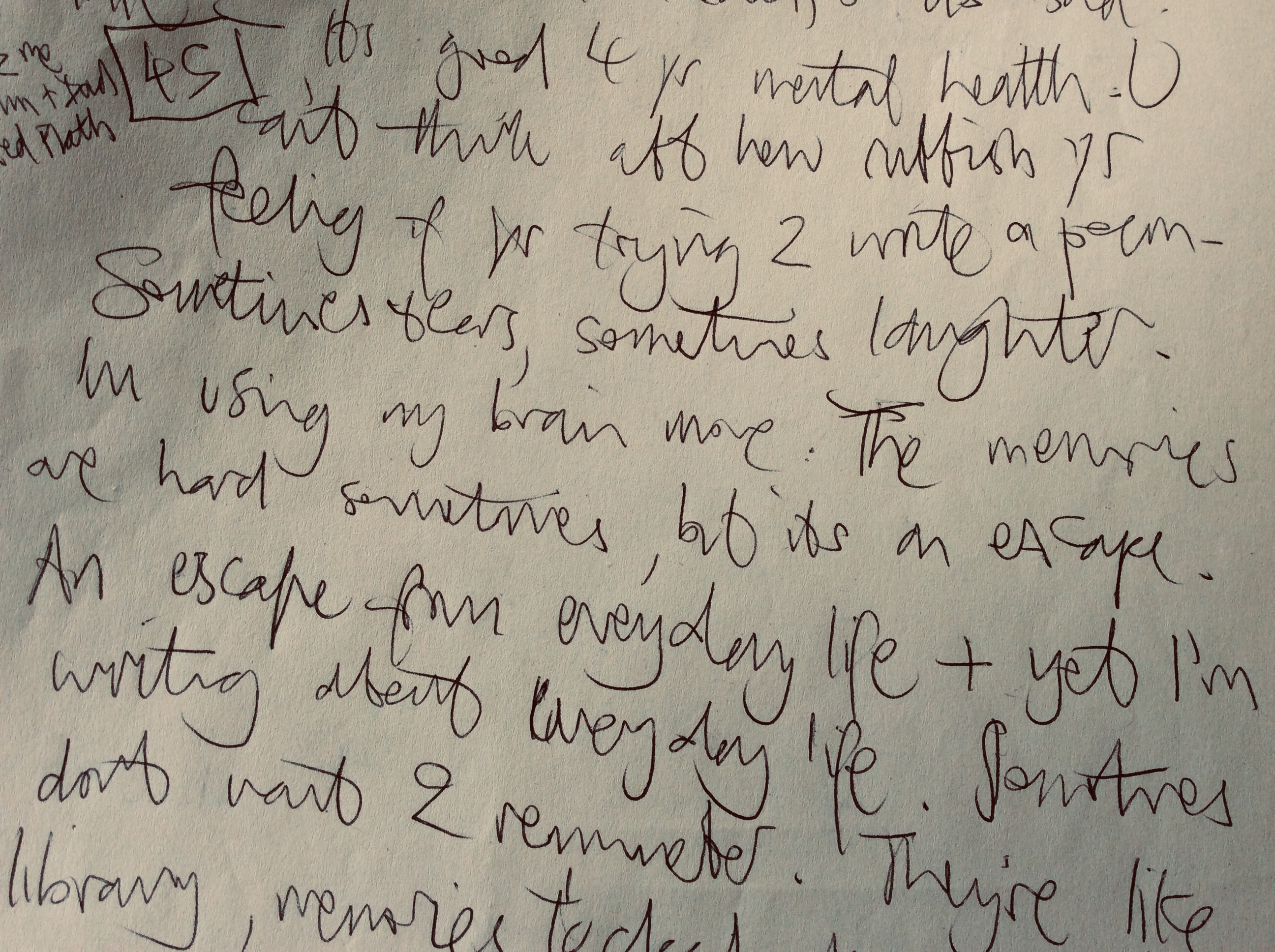 Photo of handwritten artist diary