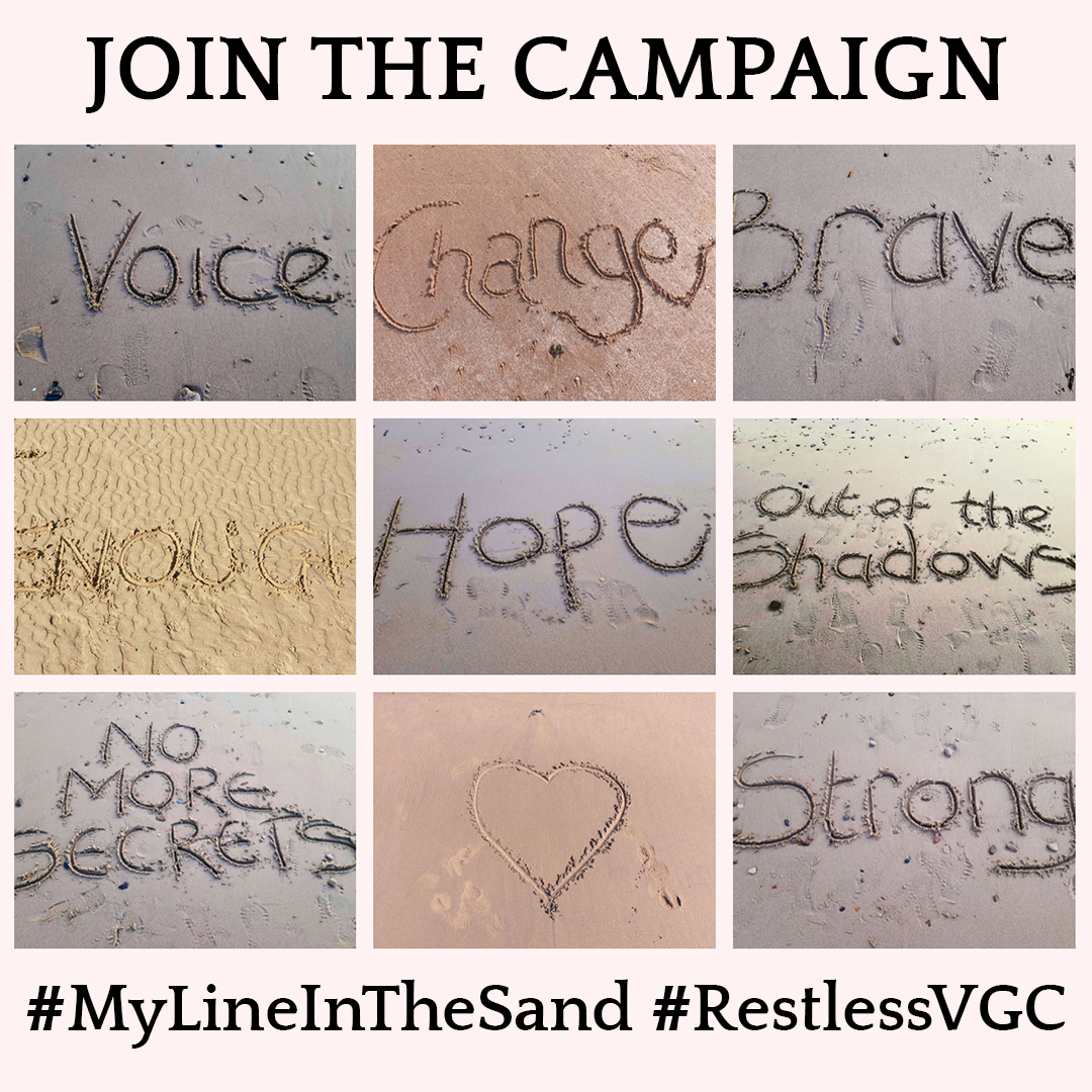 Campaining image for Line in the Sand with different pictures of lines in sand