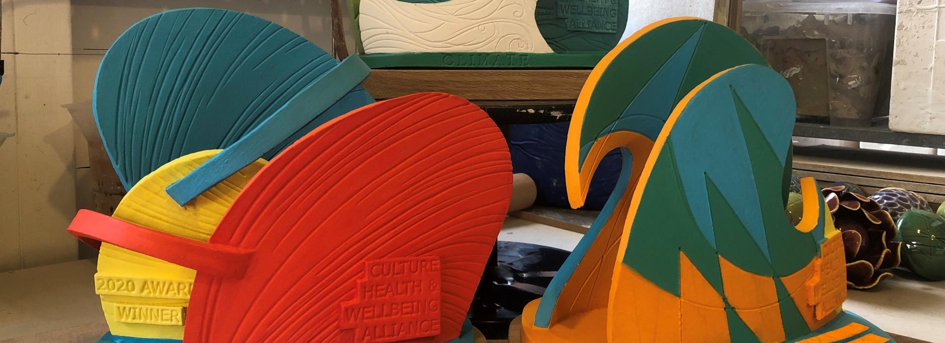 CHWA 2020 Award sculptures created by Elaine Lim Newton