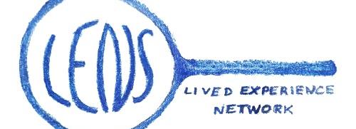 Blue and white logo with 'The LENs - Lived Experience Network' text