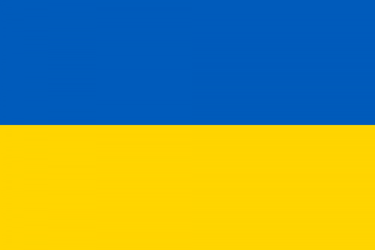 The blue and yellow colours of the Ukrainian flag