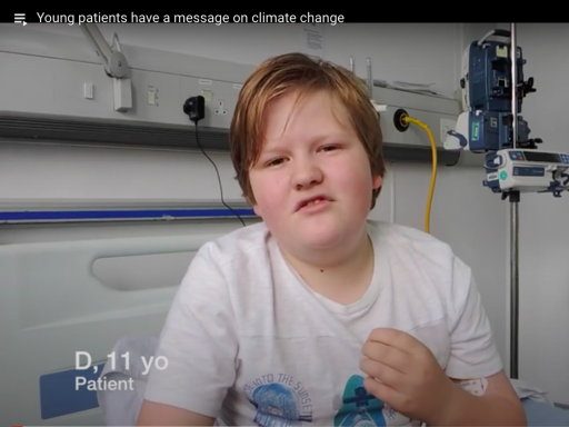Screenshot of rb&harts Climate Change film with young patients
