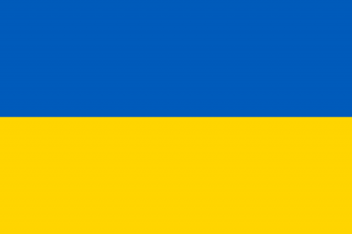 The blue and yellow colours of the Ukrainian flag