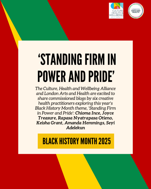 Graphic: Black text inside a cream coloured square on a deep red background paired with a yellow and green stripe 